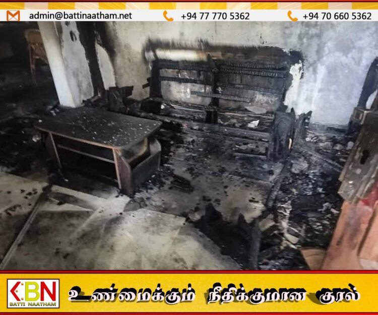 ஓட்டமாவடியில் குடும்பத் தகராறு காரணமாக சொந்த வீட்டிற்கு தீவைத்தவர் கைது