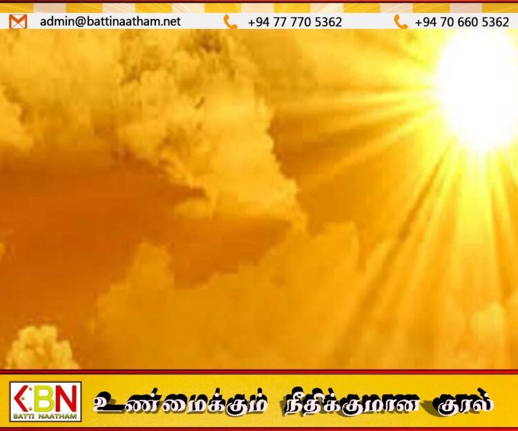 ஆகஸ்ட் 28 ஆம் திகதி முதல் இலங்கைக்கு நேராக சூரியன் இருக்கும் என அறிவிப்பு
