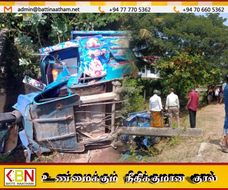 சம்மாந்துறையில் முச்சக்கர வண்டி கால்வாயில் பாய்ந்து விபத்து