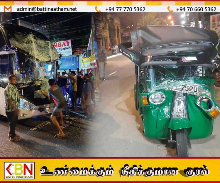 கொழும்பிலிருந்து காத்தான்குடி வழியே பயணித்த அதி சொகுசு பேருந்து விபத்து