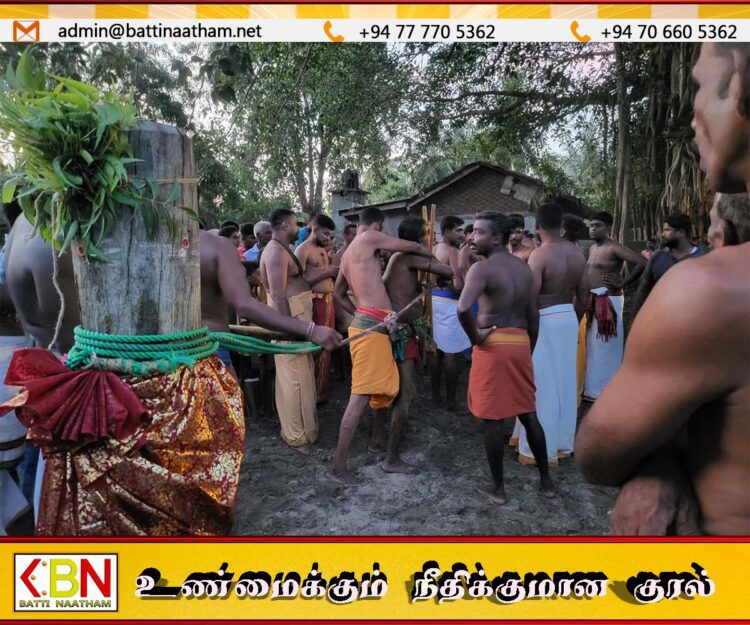 தம்பிலுவில் கோவலன் ஆலயம்; மழை வேண்டி கொம்புமுறி விளையாட்டு முன்னெடுப்பு