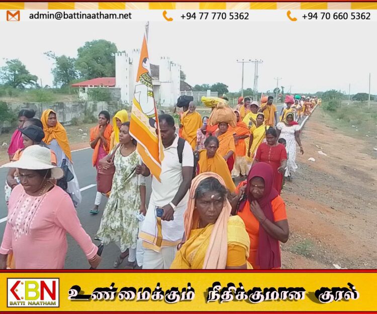 இந்து இளைஞர் பேரவையின் ஏற்பாட்டில் ஆரம்பமான ஆன்மீக பாதயாத்திரை வெருகலம்பதியை சென்றடைந்தது