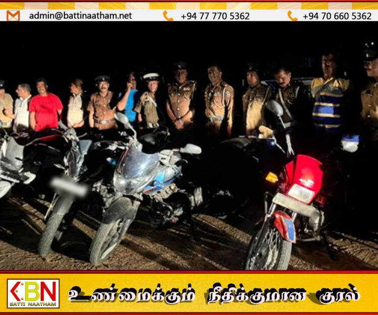 சம்மாந்துறை பொலிஸ் நிலைய பொறுப்பதிகாரியின் அதிரடி நடவடிக்கை ; போக்குவரத்து சட்டங்களை மீறிய 18 மோட்டார் சைக்கிள்கள் மீட்பு