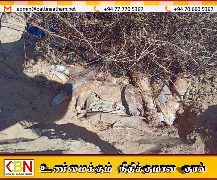 வவுணதீவில் வயலில் புதைக்கப்பட்ட மோட்டார் குண்டுகள் உள்ளிட்ட வெடி பொருட்கள் அழிப்பு