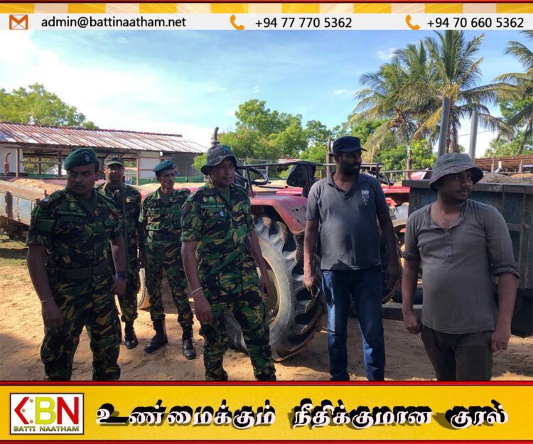 மட்டு கரடியனாறு பகுதியில் சட்டவிரோத மணல் அகழ்வில் ஈடுபட்ட 13 பேர் விசேட அதிரடிப்படையினரால் கைது; 13 உழவு இயந்திரம் மீட்பு