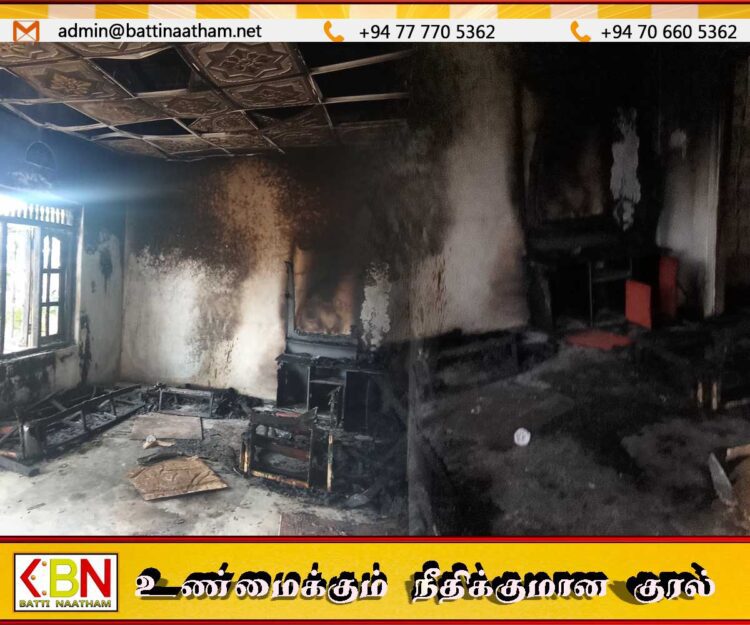 மட்டக்களப்பில் பிரதேச சபை உறுப்பினரின் வீட்டிற்கு தீவைத்த விஷமிகள்