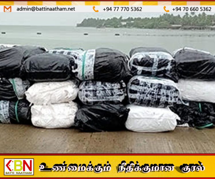 கடற்படையினர் நடத்திய சிறப்பு தேடுதல் நடவடிக்கையின் போது கைப்பற்ரப்பட்ட 1416 கிலோகிராம் பீடி இலைகள்