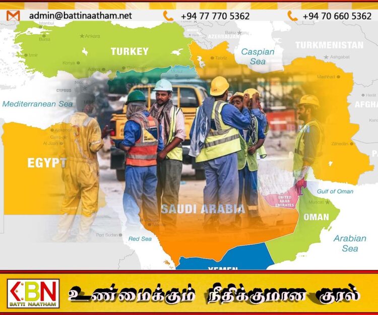வேலைக்காக மத்திய கிழக்கு நாடுகளுக்கு செல்லும் இலங்கையர்களின் எண்ணைக்கையில் வீழ்ச்சி