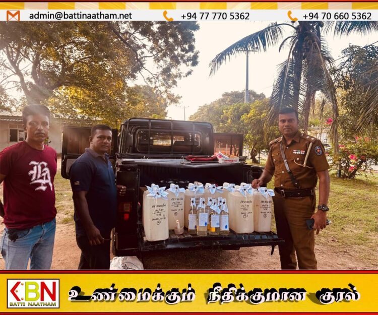 வாழைச்சேனையில் பாடசாலைக்கு முன்னால் இயங்கி வந்த கசிப்பு விற்பனை நிலையம் முற்றுகை