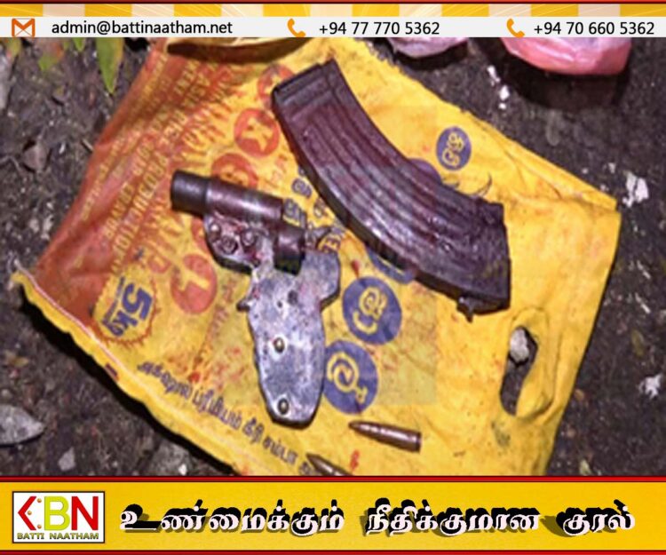 பாழடைந்த வீட்டிற்குள் ஆயுதங்கள் மீட்பு
