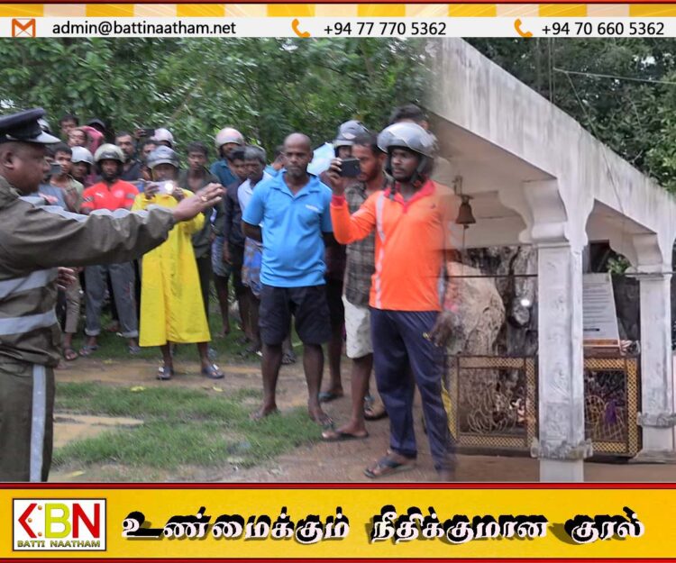 மட்டு போரதீவுப்பற்று பிள்ளையார் ஆலயத்தில் தொல்லியல் அடையாளமாம்; பொதுமக்கள் எதிர்ப்பு