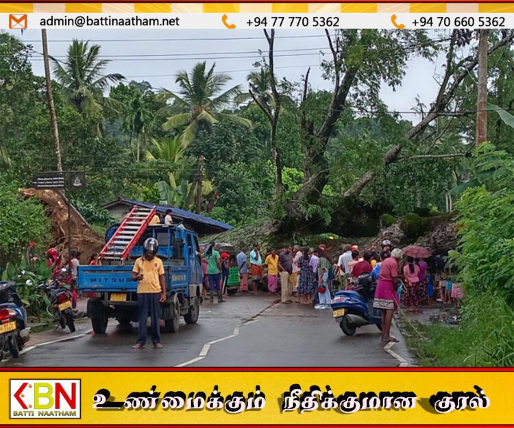முச்சக்கர வண்டி மீது பாரிய மரம் முறிந்து விழுந்ததில் ஒருவர் உயிரிழப்பு; குழந்தை உட்பட மூவர் காயம்!