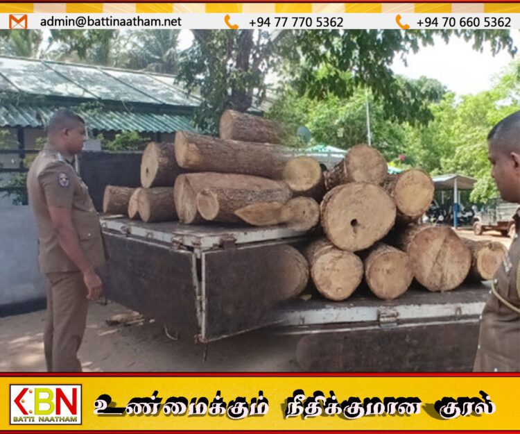 கிளிநொச்சியில் சட்டவிரோதமாக முதிரை மரக்குற்றிகள் கடத்தல்; மூவர் கைது