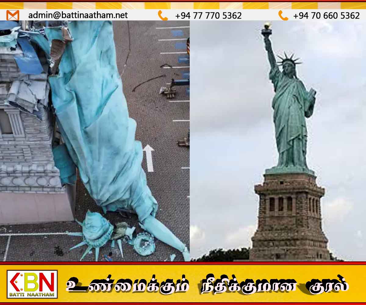 பிரேசிலில் பலத்த காற்றில் சரிந்து விழுந்த நூற்றாணடு கால சுதந்திர தேவி சிலை