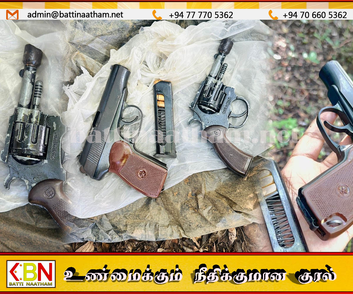 வாழைச்சேனை பொலிஸ் பிரிவில் உள்ள வீதியில் துப்பாக்கிகள் மீட்பு