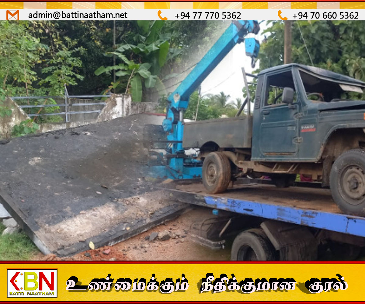 யாழில் பேருந்து தரிப்பிடத்துக்குள் புகுந்து விபத்துக்குள்ளான வாகனம்