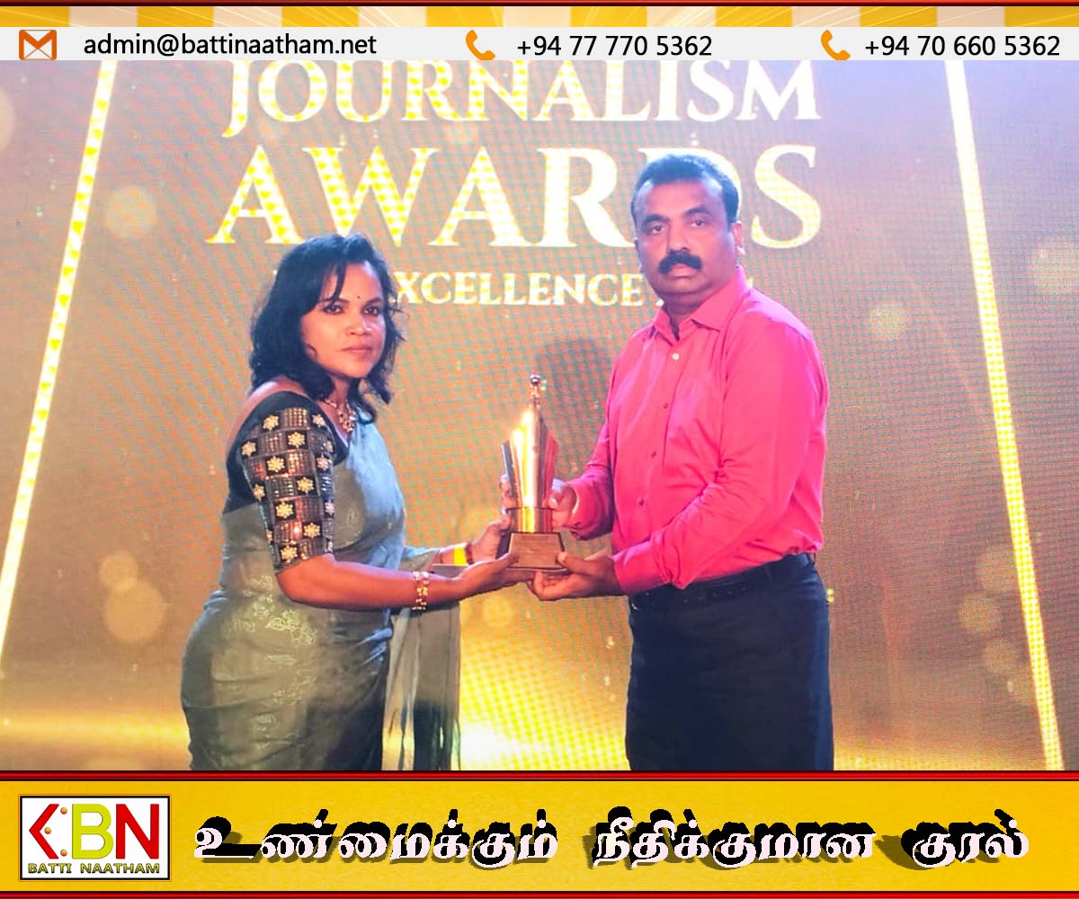 மருத்துவ கட்டுரைக்கான தேசிய சிறந்த பத்திரிகையாளர் விருதை பெற்ற மட்டக்களப்பை சேர்ந்த துஷாரா