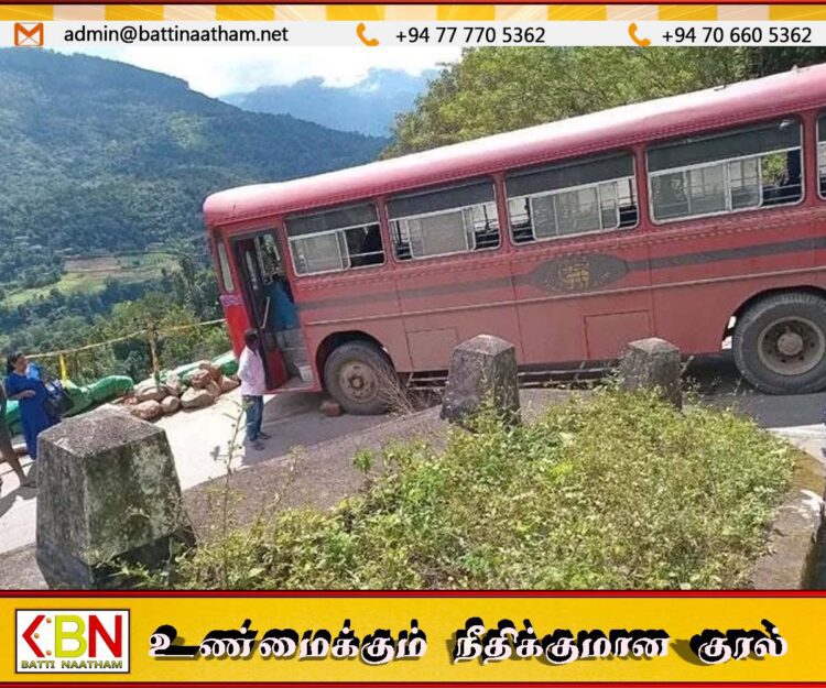 வலப்பனையில் பாரிய பஸ் விபத்து தவிர்ப்பு; சாரதியின் துரித செயலால் 40 பயணிகள் உயிர் தப்பினர்