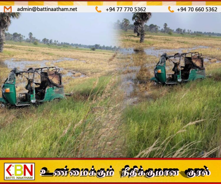 பயணிகளுடன் சென்ற முச்சக்கர வண்டி திடீரென தீப்பற்றி எரிந்த சம்பவம்