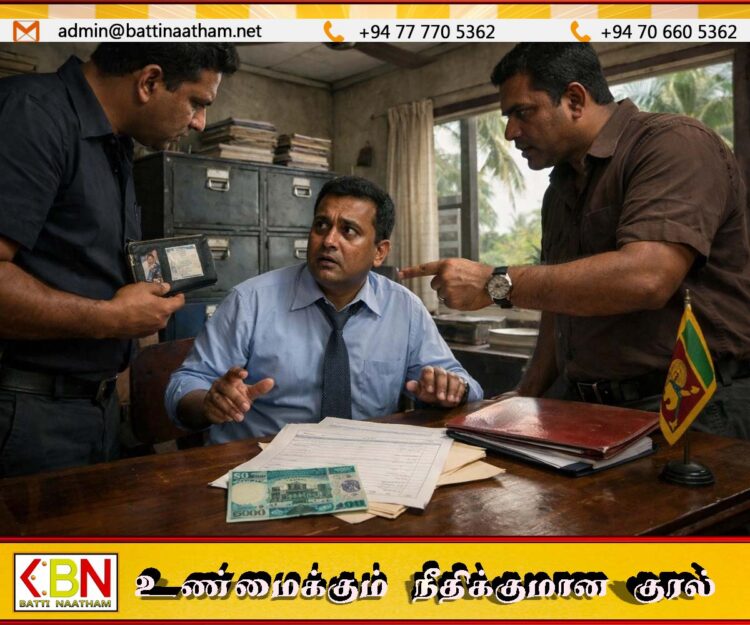 ஆலையடிவேம்பில் 500 ரூபாய் இலஞ்சம் பெற்ற பதிவாளர் கைது