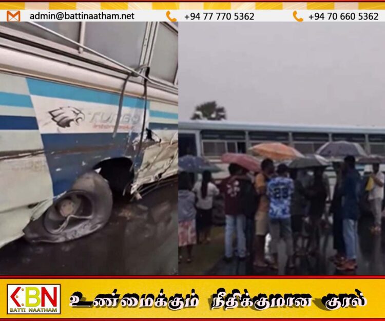 பேருந்தும் லொறியும் மோதி விபத்து; மட்டக்களப்பில் அதிகாலையில் சம்பவம்