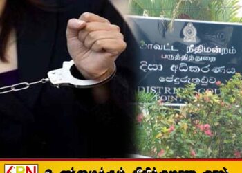 பருத்தித்துறை நீதிமன்ற வளாகத்திற்குள் பொலிஸை பாதணியால் தாக்கிய பெண்