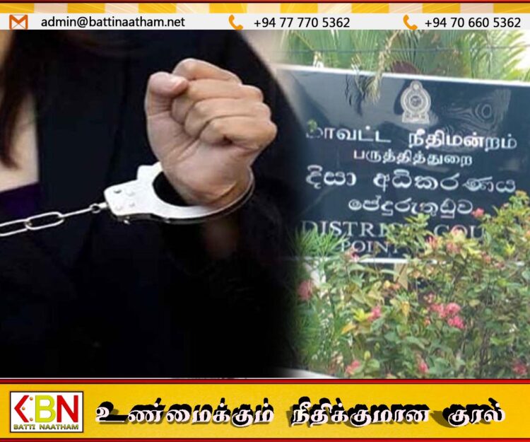 பருத்தித்துறை நீதிமன்ற வளாகத்திற்குள் பொலிஸை பாதணியால் தாக்கிய பெண்