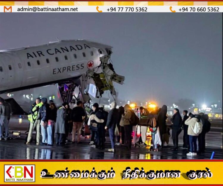 ஓடுபாதையில் தீயணைப்பு வாகனத்துடன் மோதிய எயார் கனடா எக்ஸ்பிரஸ் விமானம்