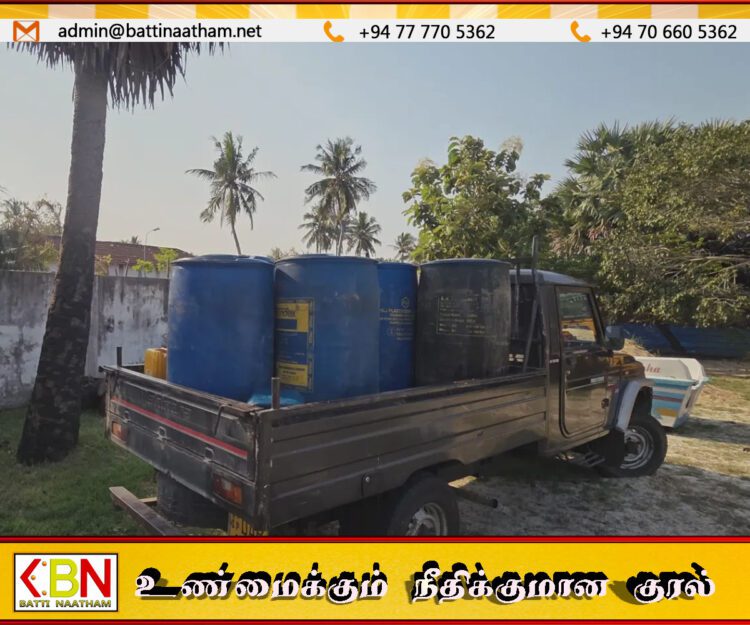 யாழில் பதுக்கலுக்காக கொண்டு செல்லப்பட்ட 500 லீட்டர் மண்ணெண்ணெய் பறிமுதல்; சாரதி கைது