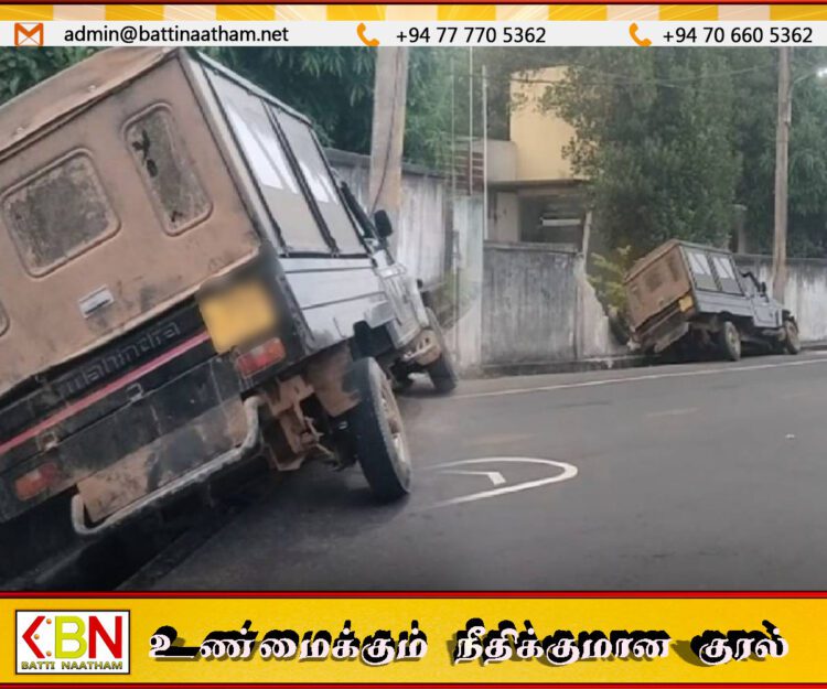 கந்தளாயில் அதிகாலை 4 மணிக்கு Prado ஜீப் வாகனம் மின்சார சபை மதிலுக்குள் புகுந்தது; பல மணிநேரம் மின்சாரம் துண்டிப்பு!