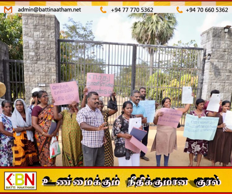 கிளிநொச்சியில் மக்கள் போராட்டம்; இராணுவத் தேவைக்காகப் பூர்வீகக் காணிகளை அளவிடும் முயற்சி முறியடிப்பு!
