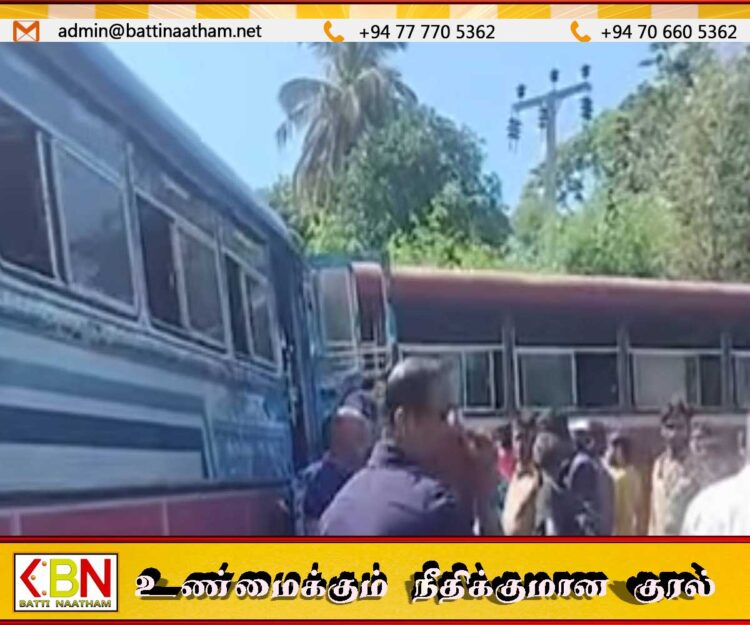 தம்புள்ளை – மாத்தளை பிரதான வீதியில் நேருக்கு நேர் மோதிய பஸ் ; CTB சாரதி தப்பியோட்டம்