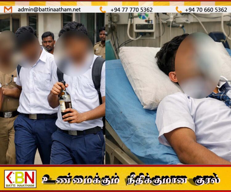 பாடசாலை நேரத்தில் மதுபானம் அருந்திய மாணவர்கள் கைது; ஒருவர் வைத்தியசாலையில்