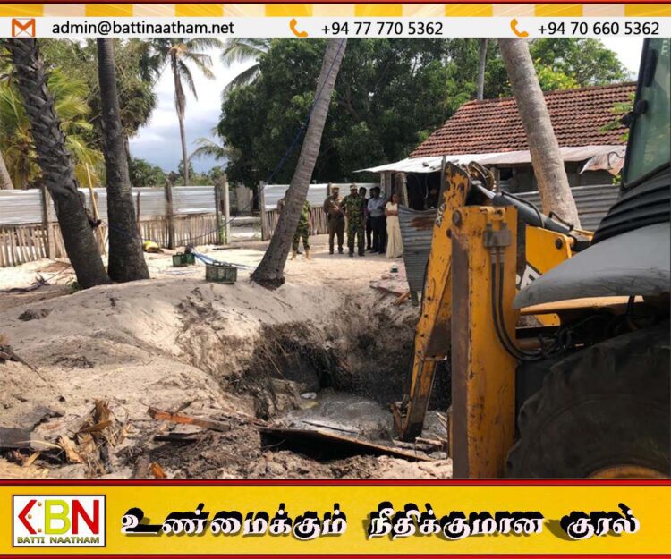 மட்டக்களப்பில் சிறுவனை பலிகொடுத்து புதையல் தோண்ட முற்பட்ட இடத்தில் புலிகளின் ஆயுதத்தை தேடி அகழ்வுப்பணி