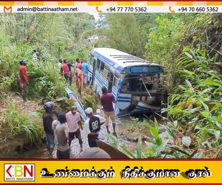 ஹட்டனில் பள்ளத்தில் விழுந்து பஸ் விபத்து; ஒருவர் பலி- 34 பேர் வைத்தியசாலையில்