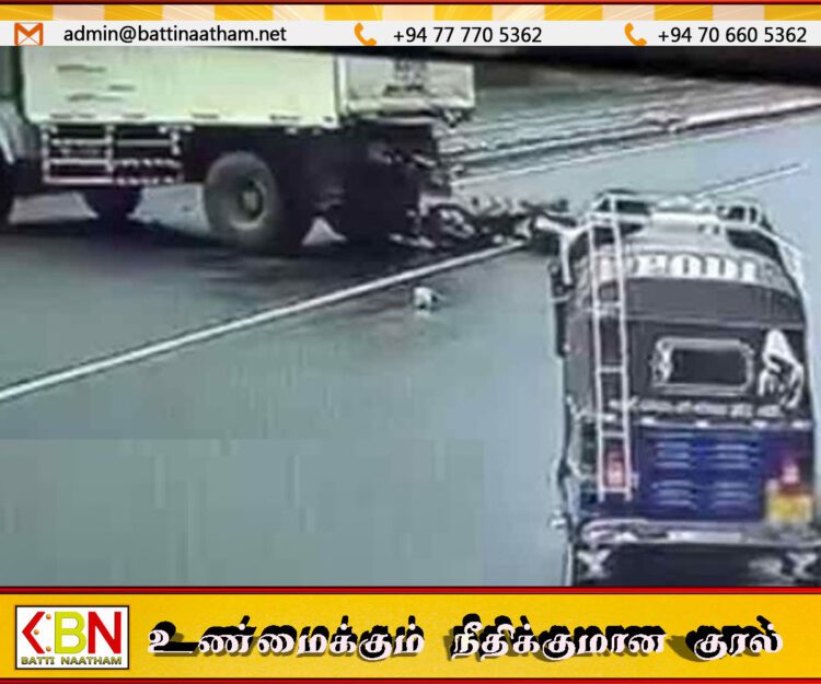 டிப்பர் லாரி–மோட்டார் சைக்கிள் விபத்து; இளைஞர் பலி!