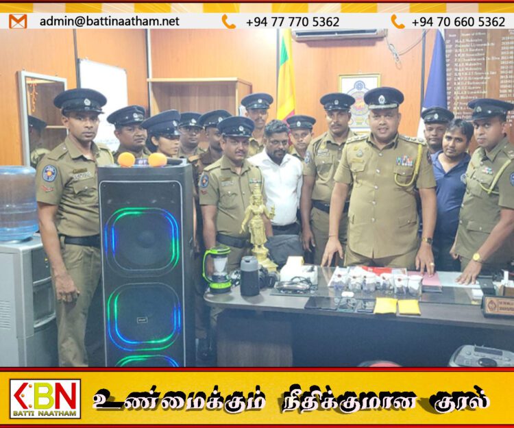 கிளிநொச்சியில் பெறுமதிமிக்க பொருட்களை திருடிய இளம் கணவன் மனைவி கைது!