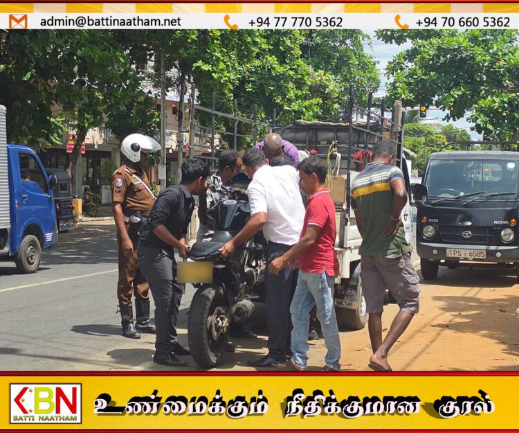 மட்டு நகரில் கார்-மோட்டார் சைக்கிள் மோதிய விபத்தில் இருவர் படுகாயம்