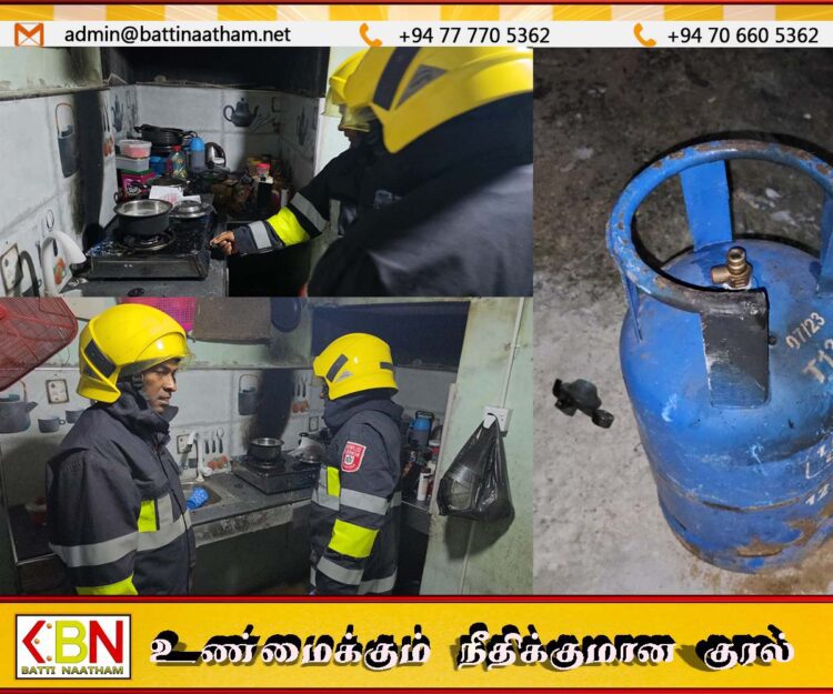 மட்டு திராய்மடு வீடு ஒன்றில் இருந்த எரிவாயுவில் தீப்பரவல்