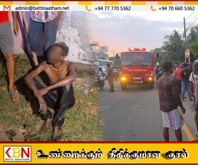 மட்டு நாவற்குடா வடிகானுக்குள் சிக்கிய நபரை பாதுகாப்பாக மீட்ட தீயணைப்பு படை