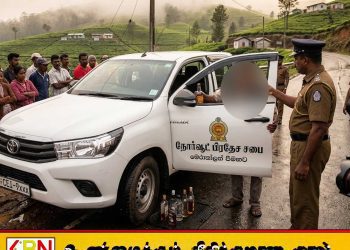 நோர்வூட் பிரதேச சபை வாகனம் சிக்கியது; மதுபோதையில் சாரதி