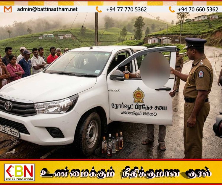 நோர்வூட் பிரதேச சபை வாகனம் சிக்கியது; மதுபோதையில் சாரதி
