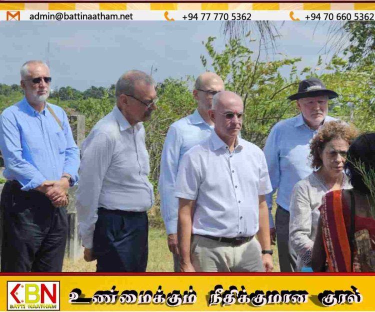 செம்மணி மனிதப் புதைகுழி பார்வையிட்ட ஐரோப்பிய ஒன்றிய தூதுக்குழு; சர்வதேச விசாரணை கோரி போராட்டம்!