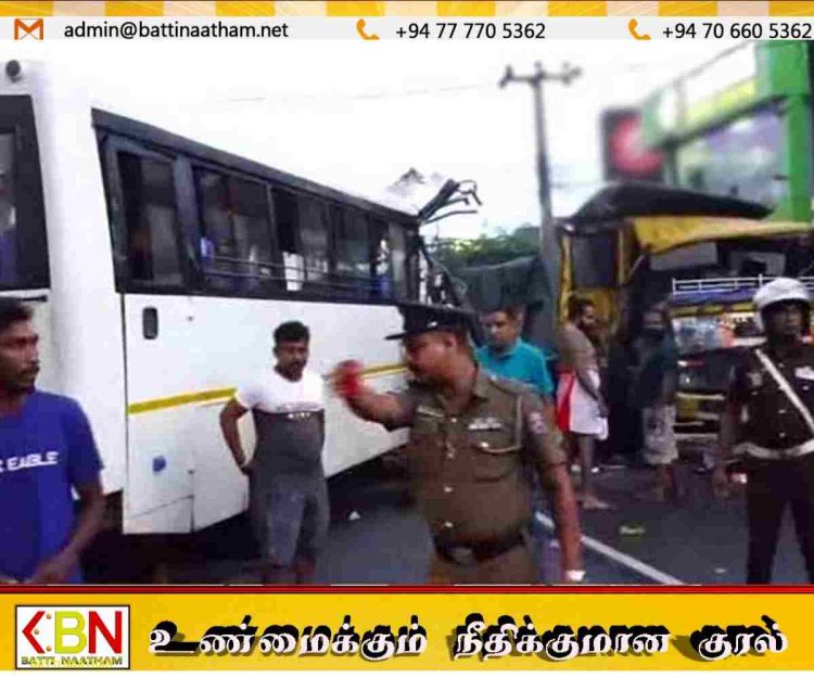 அத்துருகிரியவில் பஸ் – டிப்பர் நேருக்கு நேர் மோதல்; 20 பேர் காயம்