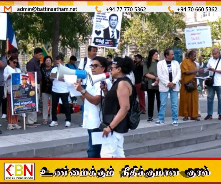 சுரேஷ் சலேவிற்கு ஆதரவாக பிரான்சில் இலங்கையர்கள் போராட்டம்