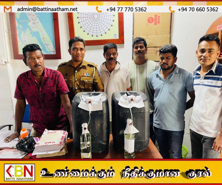 கொக்கட்டிச்சோலையில் இருந்து மண்முனைபற்றுக்கு கசிப்பு கடத்திய இருவர் கைது