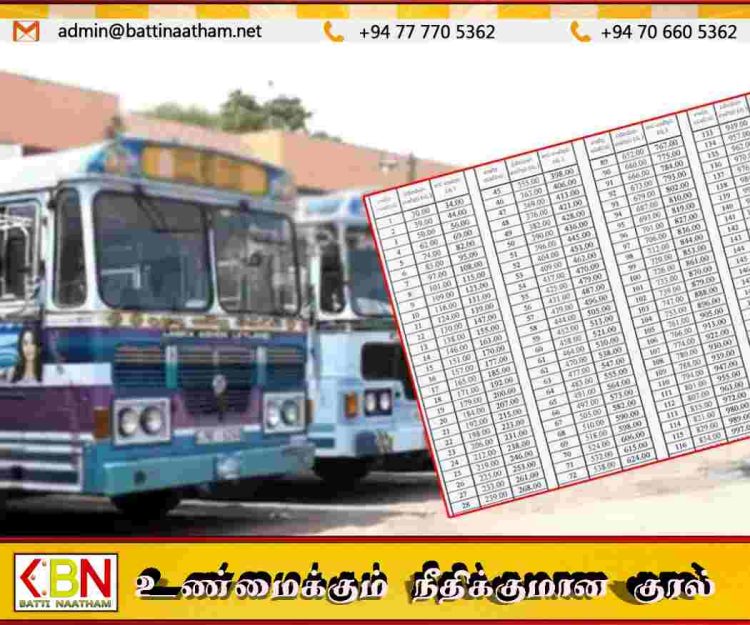 அதிகரிக்கப்பட்ட பேருந்து கட்டண விபரம் வௌியானது!