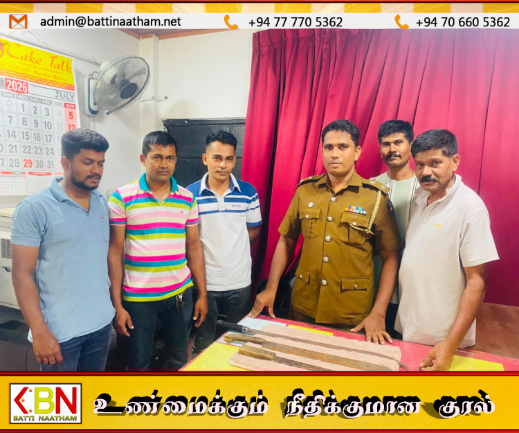 ஆரையம்பதி வாள்வெட்டு சம்பவம்; தலைமறைவில் இருந்த இருவர் 3 வாள்களுடன் கைது!