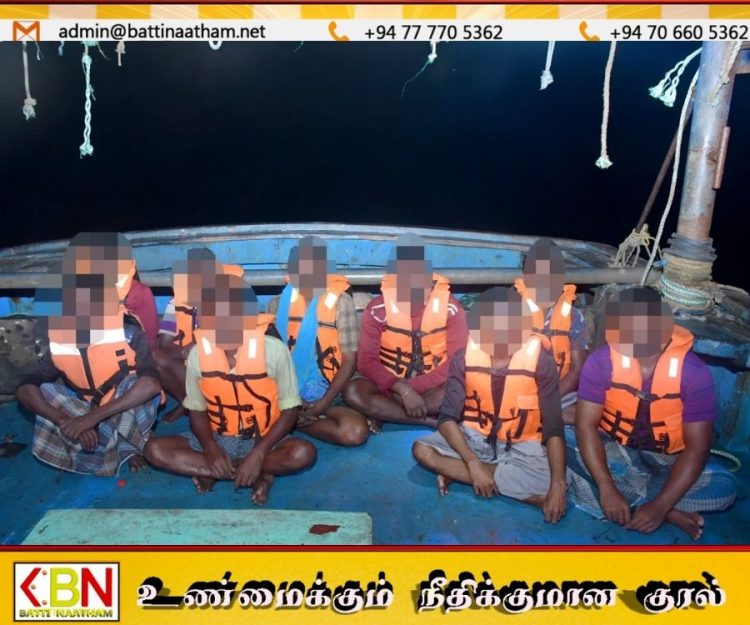 இலங்கை கடற்பரப்பில் அத்துமீறி மீன்பிடித்த 9 இந்திய மீனவர்கள் கைது!