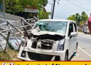 களுதாவளையில் நிறுத்தி வைக்கப்பட்டிருந்த வாகனத்துடன் கார் மோதி விபத்து!
